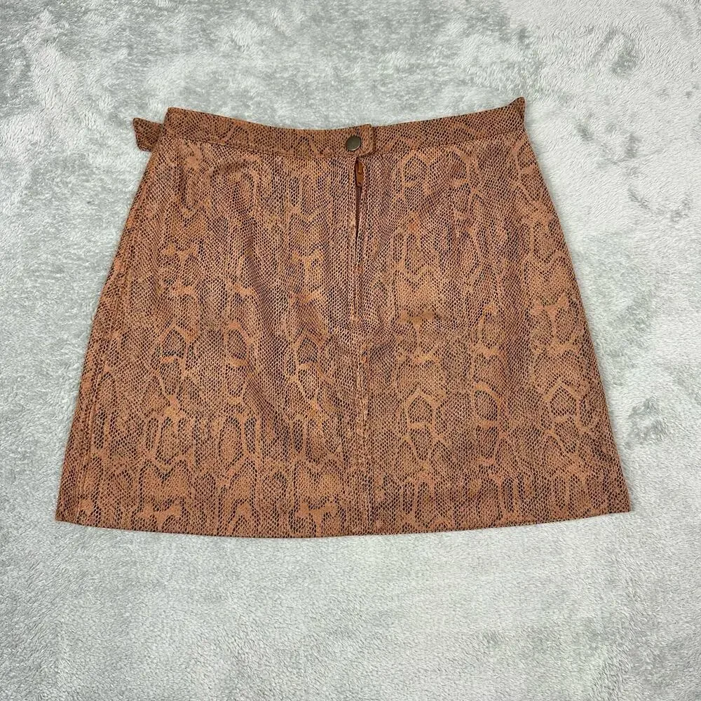 Free People‎ Size 2 Womens Tan Brown Midnight Magic Mini Skirt Snake Print